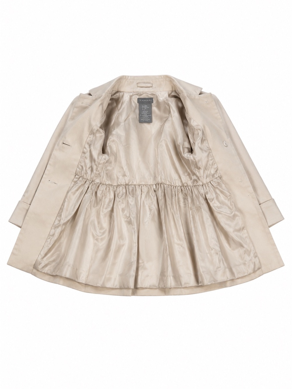 Tahari Girls Beige Double-Breasted Trench Coat - Picture 4 of 4